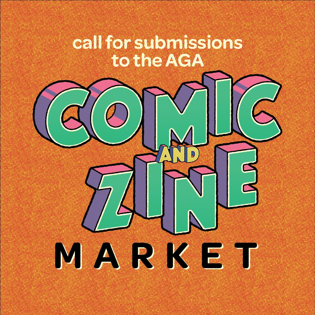 'Comic and Zine Market: Call for Submissions' on an orange background